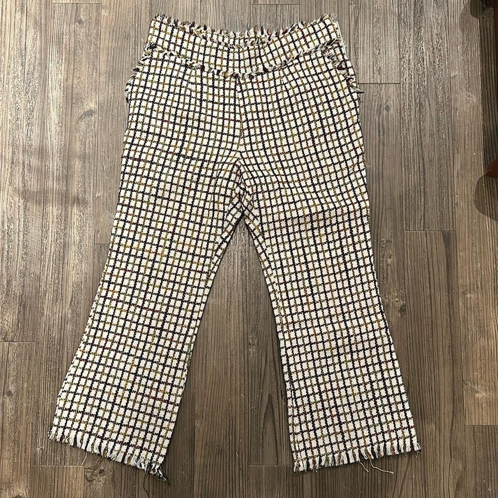 Cropped ankle pants fabric colorful checks